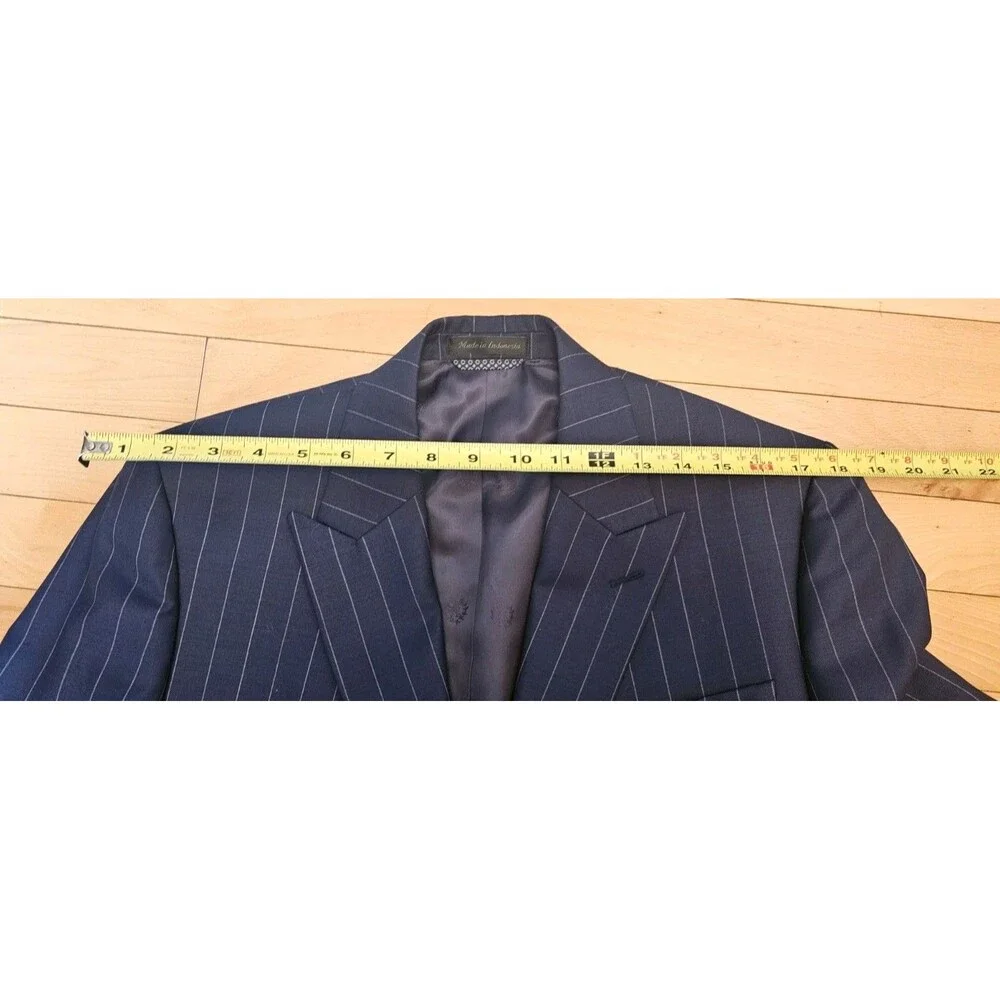 ​Lauren Ralph Lauren Mens Blazer 38S Navy Blue Pinstripe Double Breasted Lindsay